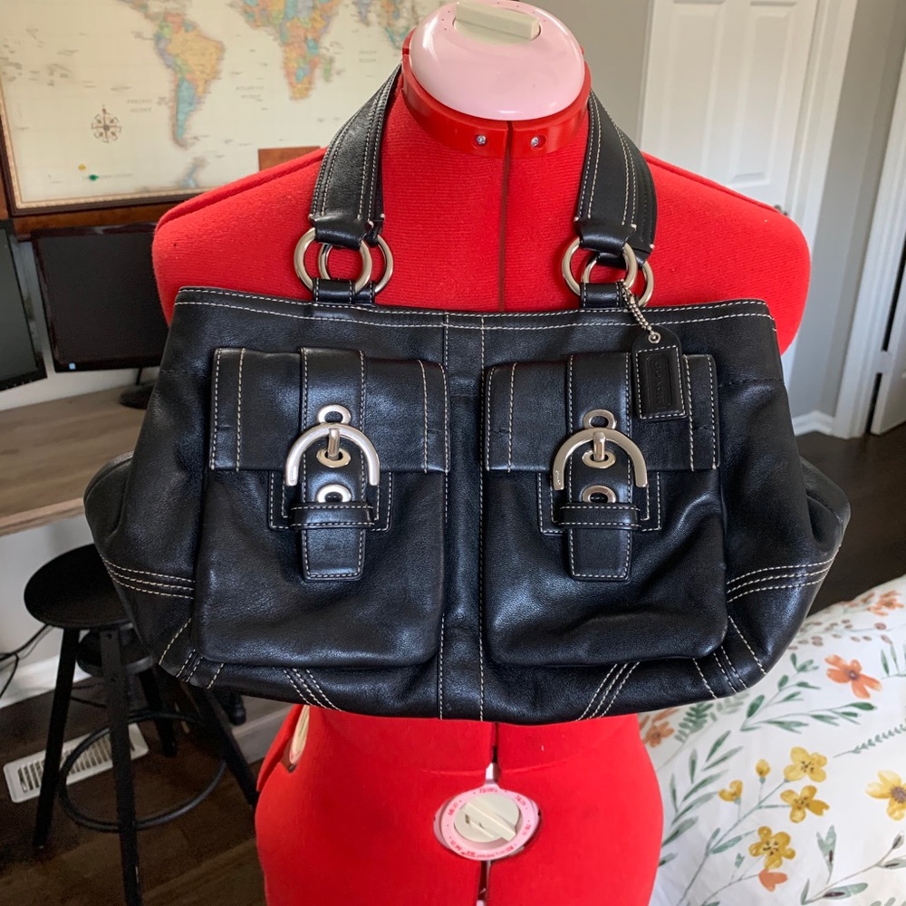Coach purse black leather handbag